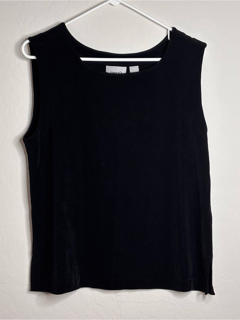 Chico's Travelers Tank Size 3 XL Black Round Neck Shirt Top Slinky Acetate